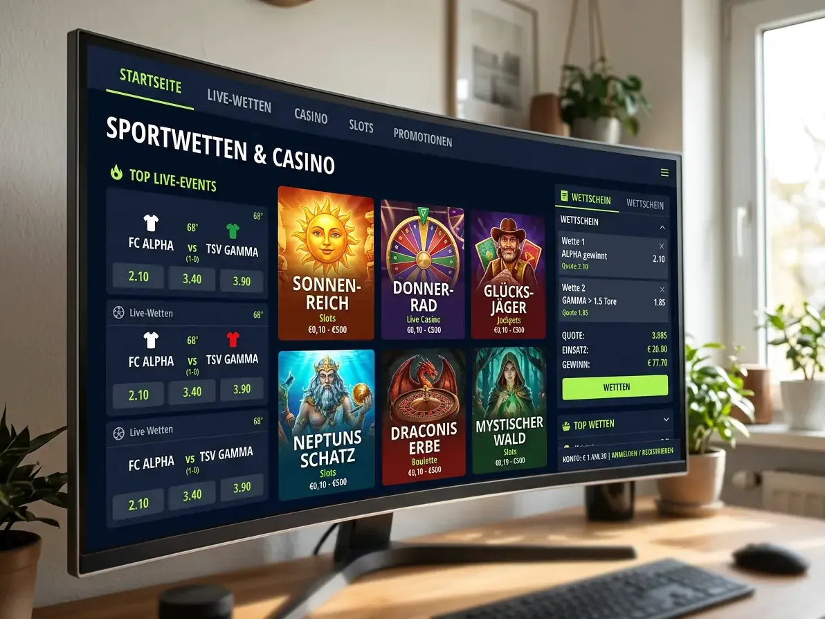Lobby von Luck mit Slots, Live-Casino und Tischspielen